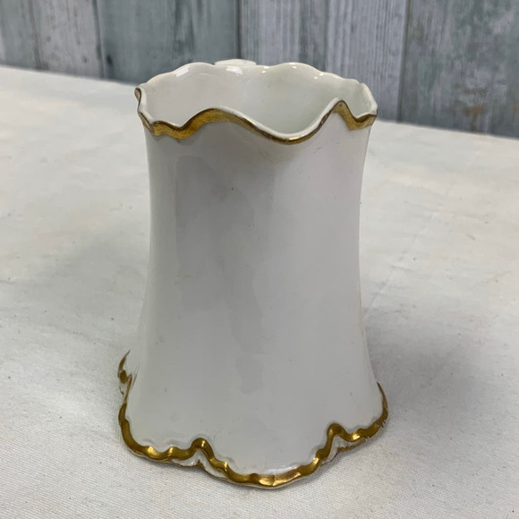 Vintage 1929 Pope-Gosser Sepia Gold Trimmed China Creamer Pitcher w Crack - Picture 2 of 6